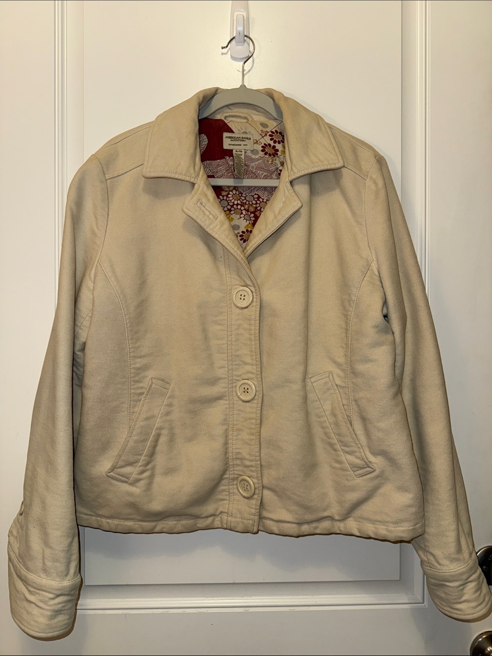 AEO American Eagle Outfitters Women’s Cream Button-Front Jacket size XL